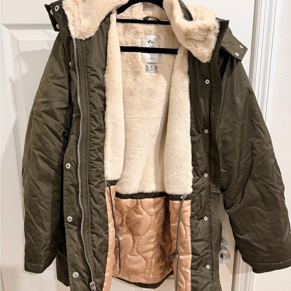 Abercrombie & Fitch Ultra Parka in Olive Green with Faux Fur Lining